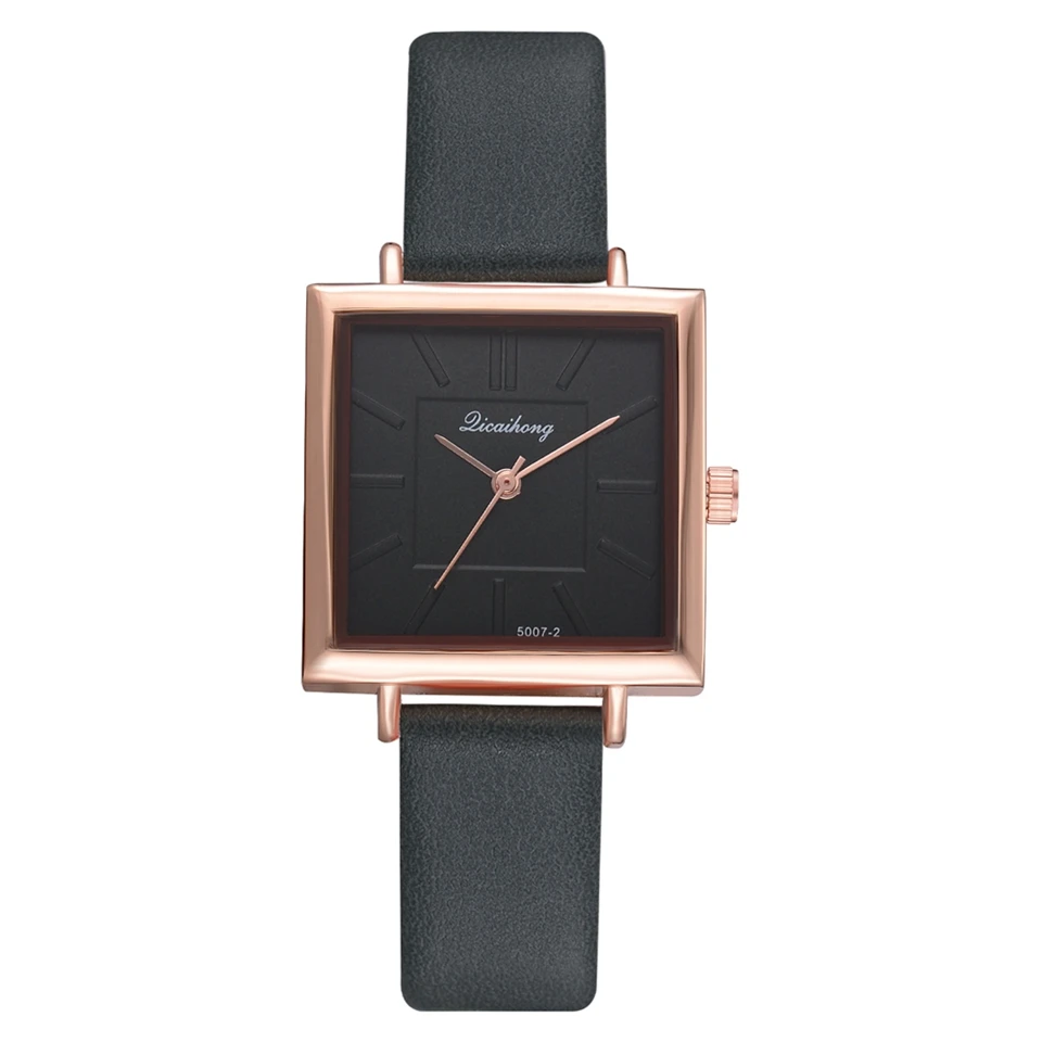 Лидирующий бренд, женские квадратные часы с браслетом, наручные часы с кожаными кристаллами, женская одежда, женские кварцевые часы, Прямая поставка - Цвет: 1038 Grey