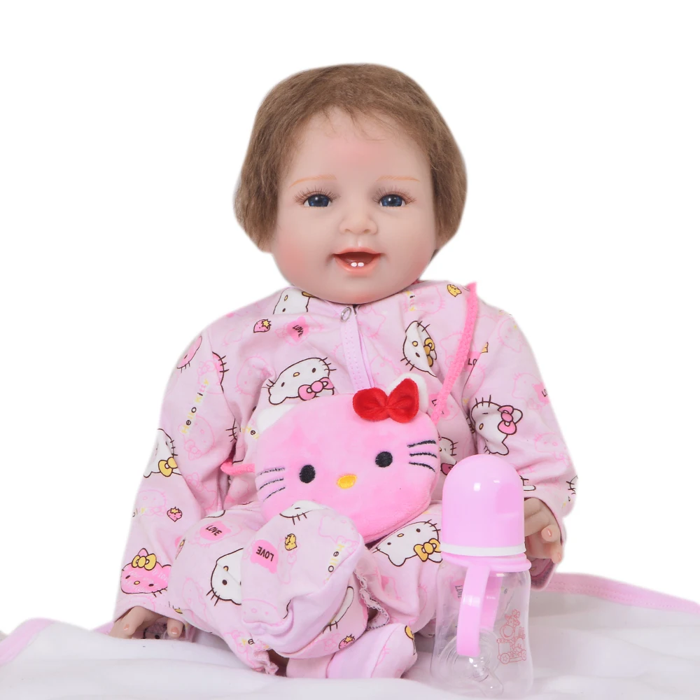 

22 Inch Lifelike Newborn Reborn Baby Doll 55 cm Soft Vinyl Handmade Mohair Baby Reborn Menina Toddler Holiday Gift Baby Doll Toy