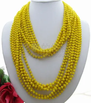

N042901 8Strands 48" Faceted Yellow Crystal Necklace