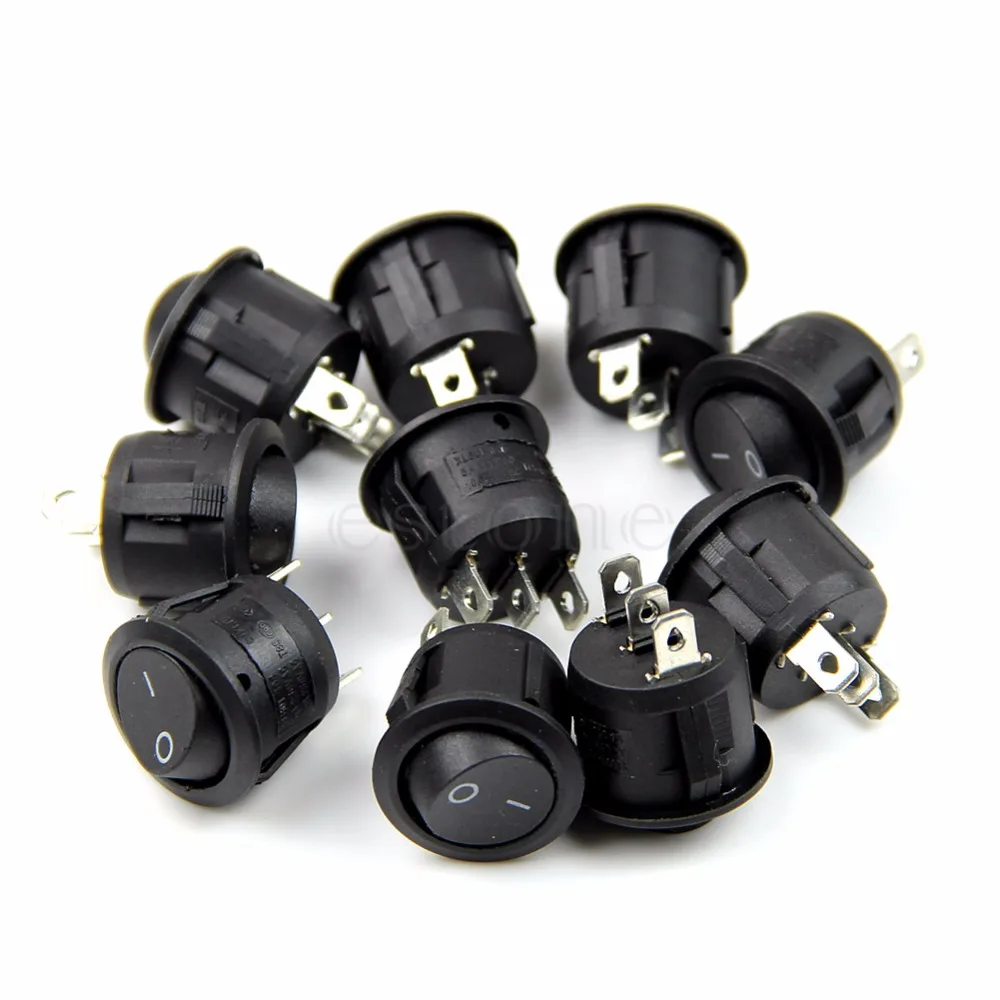 

5PCS Black Mini Round 3 Pin SPDT ON-OFF Rocker Switch Snap-in 1500VAC for 1 Minute 10000 Cycles