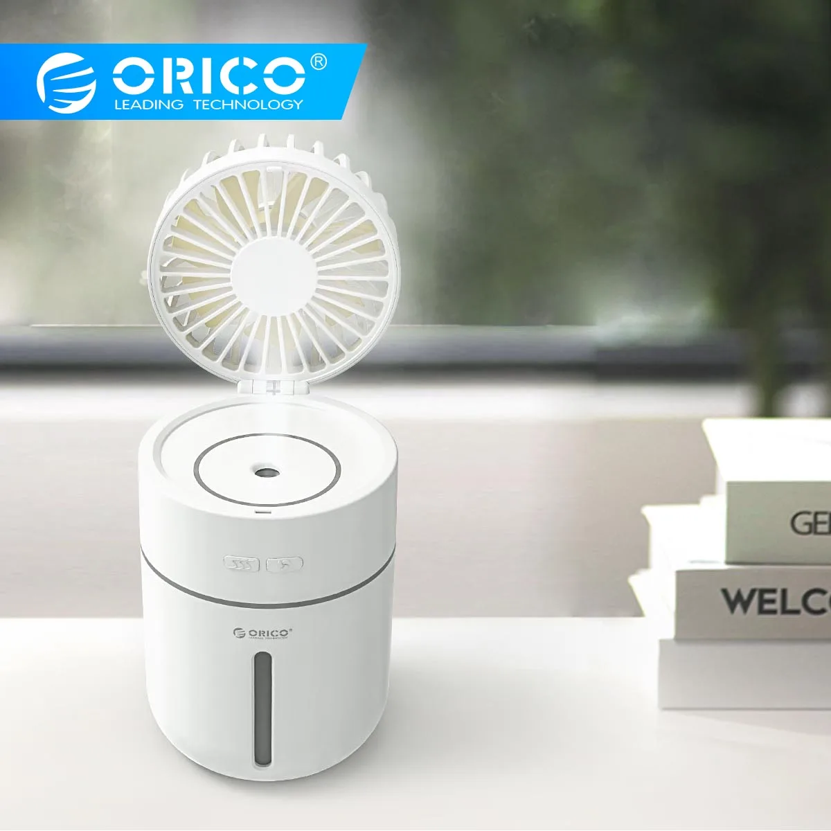 

ORICO Portable Mini USB Rechargeable Air Cooling With Humidifier LED Light Desktop Fan With 2000mAh Battery For Home Office