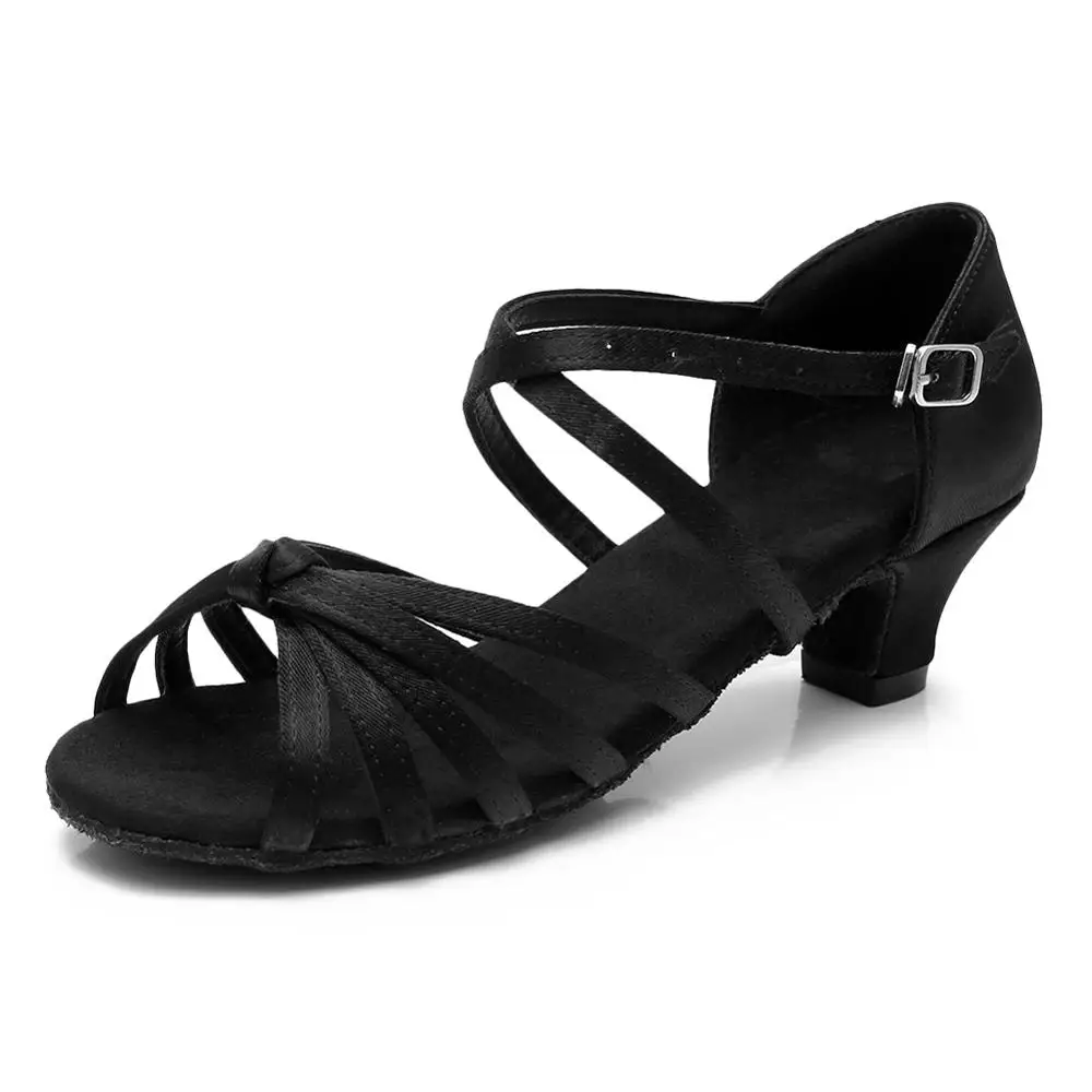 Обувь для латинских танцев; Новое поступление; ; обувь для девочек; детская обувь для бальных танцев; Танго; Сальса; обувь на низком каблуке; высокое качество; много цветов - Цвет: Black