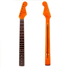 Tiger Flame Maple Neck For Electric Guitar Neck Replacement Abalone Dot Darker Yellow Maple 22 Fret