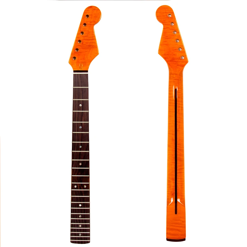 Tiger Flame Maple Neck For Electric Guitar Neck font b Replacement b font Abalone Dot Darker