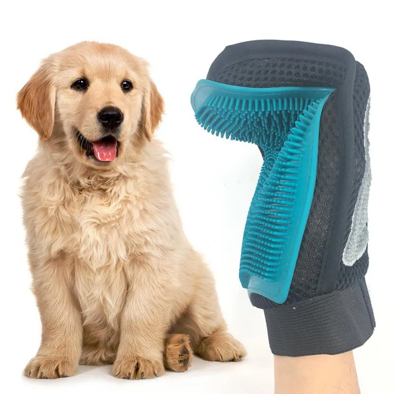 Pet Double Purpose Glove Silicone Grooming Brush Soft Hair Removel