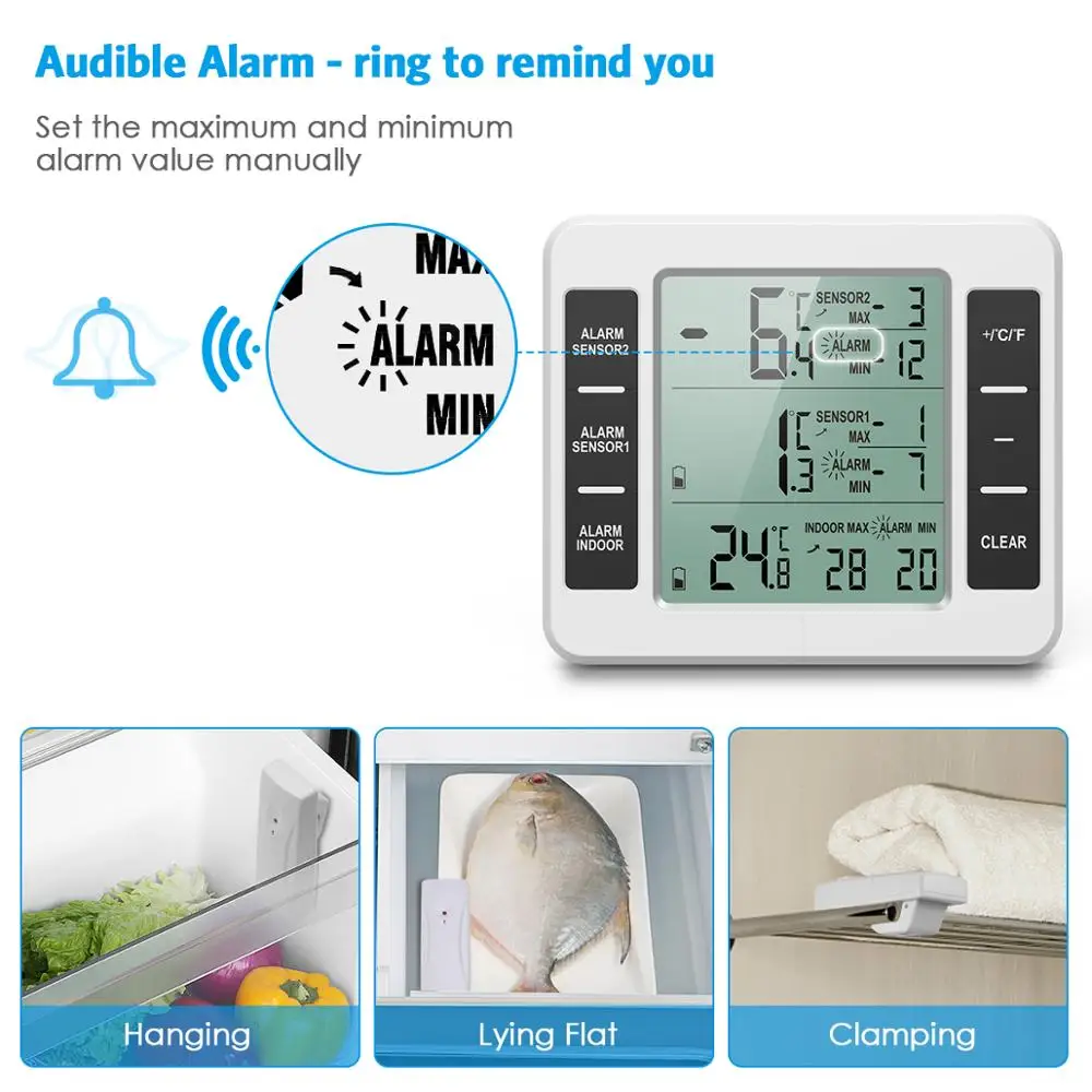 Goede ORIA LCD Draadloze Digitale Thermometer Koelkast Afstandsbediening Keuken Temperatuur Thermometer Indoor Outdoor met Alarm