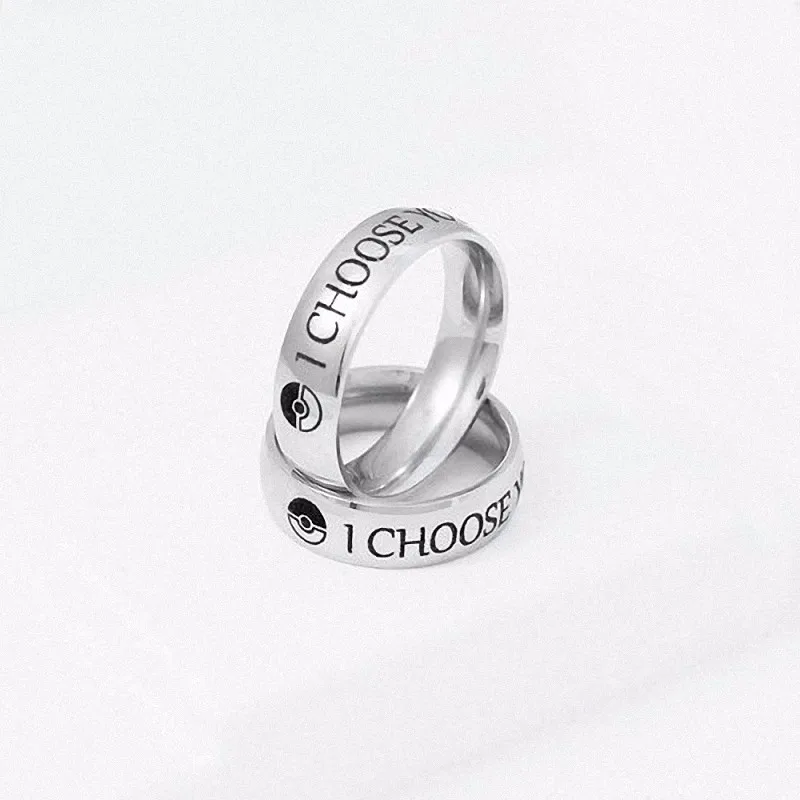 Couples Stainless Steel Rings Promise Ring For Pokemon Fans Man Woman Jewelry