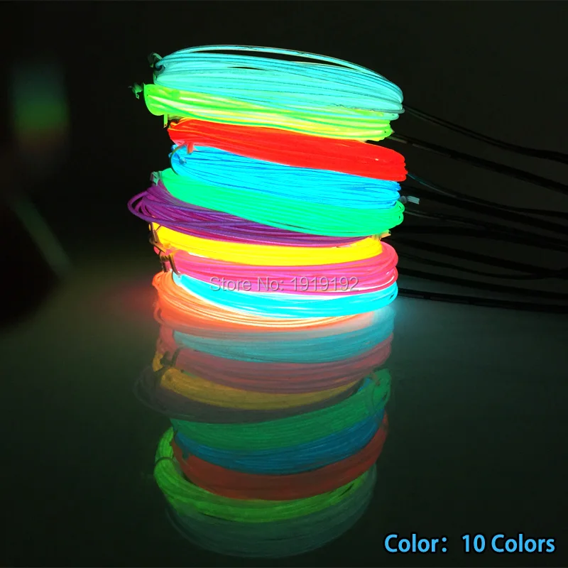 

1.3mm 10 Color Choice EL Wire Rope Tube Flexible Neon Light Not Include The Controller For Festival Party Decoration