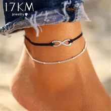 17 км Boho бесконечные Бусы ножные браслеты для женщин Мода Защита от Солнца Кулон многослойный ножной браслет хлопок ручной работы цепочка для ног Ювелирные изделия