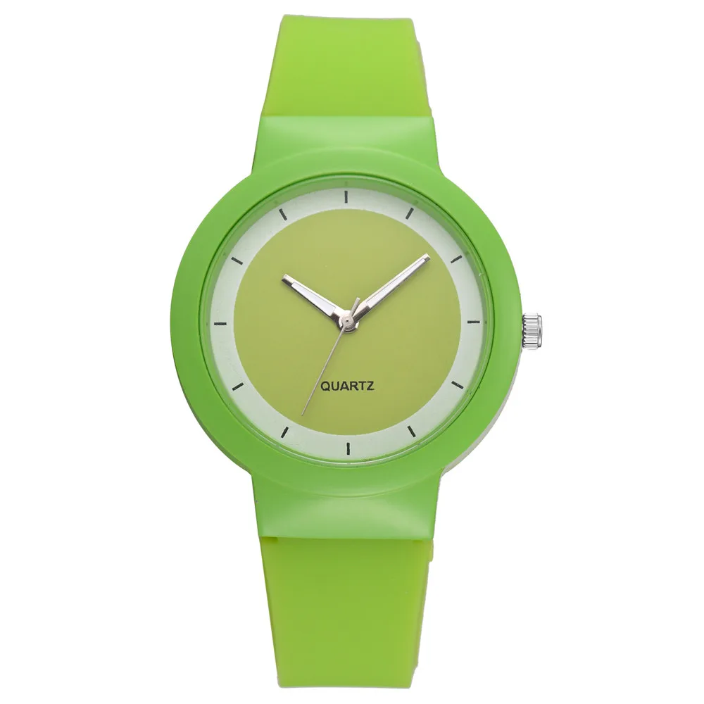 Новые женские часы с силиконовым ремешком, повседневные модные часы, подарок, круглый циферблат, аналоговые женские кварцевые наручные часы Zegarek Damski# W - Цвет: Зеленый