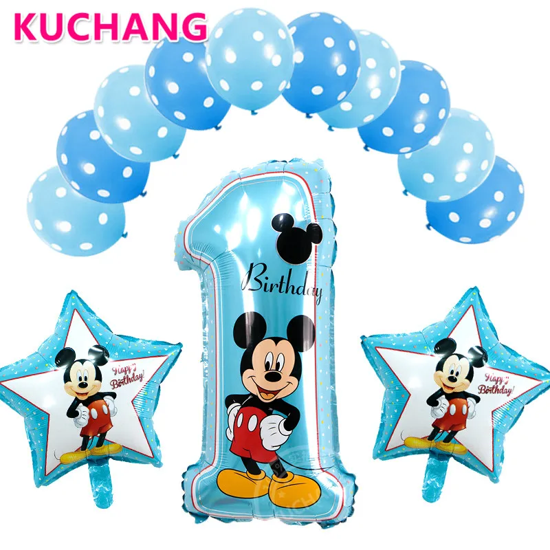 

13pcs/lot Mickey Minnie Mouse Number 1 Foil Balloons Helium Latex Globos Baby Shower Birthday Party Decoration Supplies Kids Toy