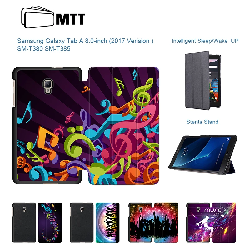 

Youth Music Pattern Tablets Case For SM-T385 SM-380 Case For Samsung Galaxy Tab A 8.0 T380 T385 2017 8 inch tablet Stand Cover