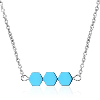 

LUKENI Fashion925 Sterling Silver Necklace For Women Jewelry Trendy Color Stone Hexagon Pendants Necklace Lady Party Accessories