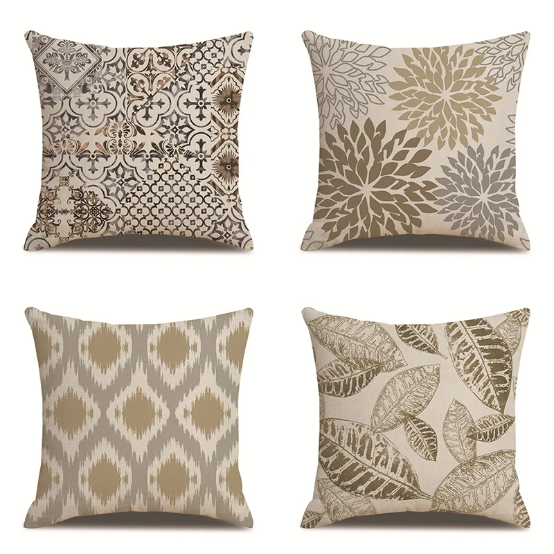 

Plants Printed Diamond Cushion Cover Linen Leaves Throw Pillow Covers Decorative Cushions Home Decor Pillows Flowers Pillowcases