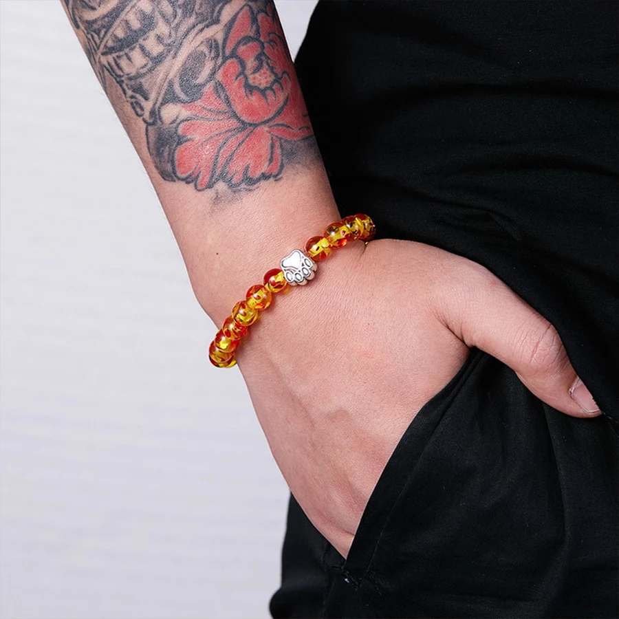 

Dog Claw Charm Bracelets for Women Nature Stone Ambers Beaded Bracelet Semi-precious Stones Fashion Loyalty Lovers' Jewelry Gift