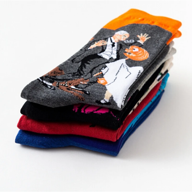 Новые 3D художественные Носки с рисунком в стиле ретро, унисекс, для женщин и мужчин, забавные, новинка, звездная ночь, винтажные носки