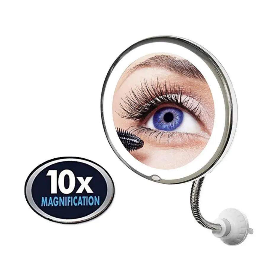

360 Degree Flexible 10X LED Illuminated Makeup Mirror Magnifying Beauty Cosmetic Mirror with Strong Suction Mount 2019 Dropship