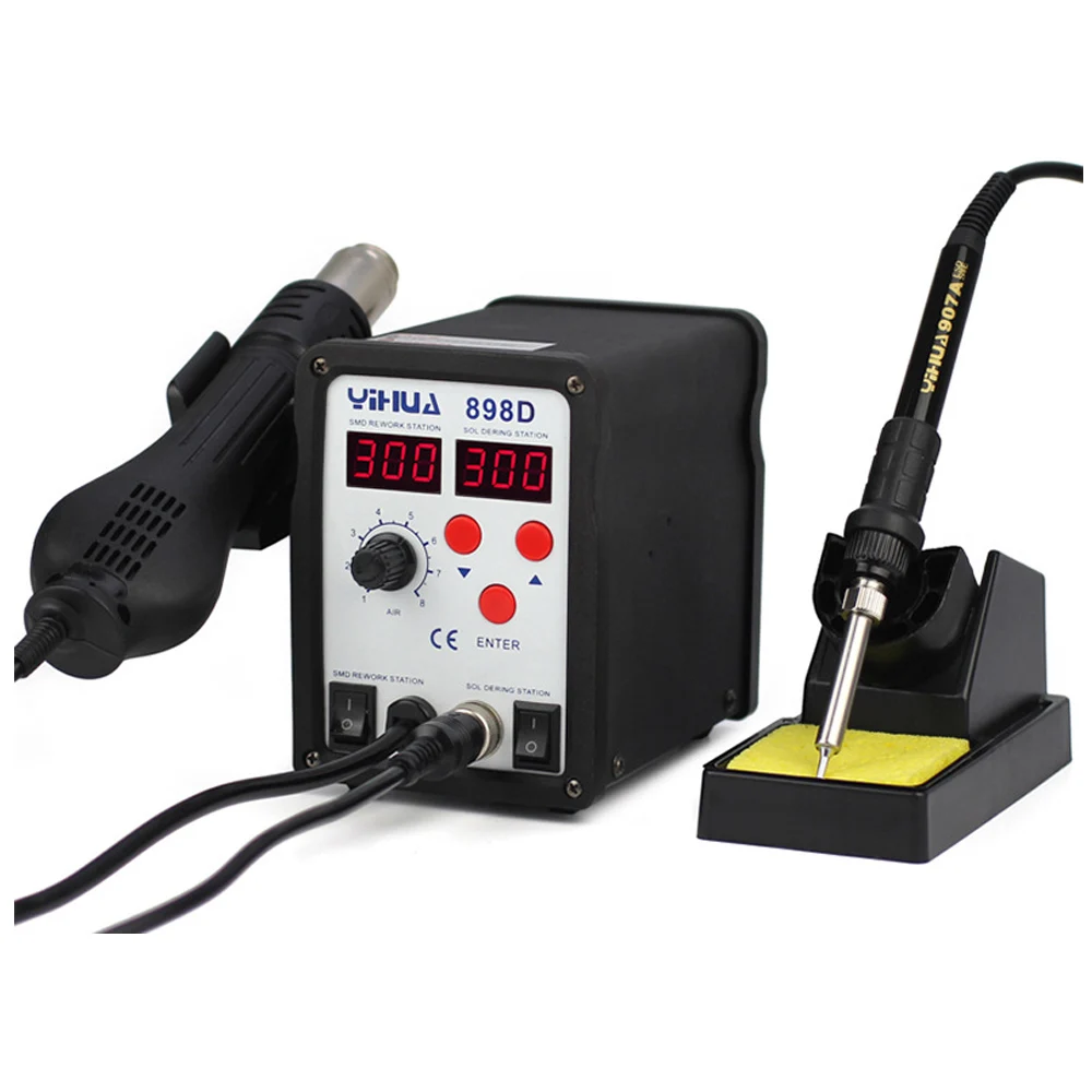 Светодиодная цифровая паяльная станция YIHUA 898D 700 Вт Бессвинцовая SMD горячего