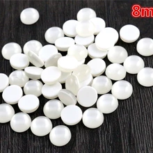 Новая мода 40 шт 8 мм белый цвет с плоской задней частью Кабошоны Камея V6-26