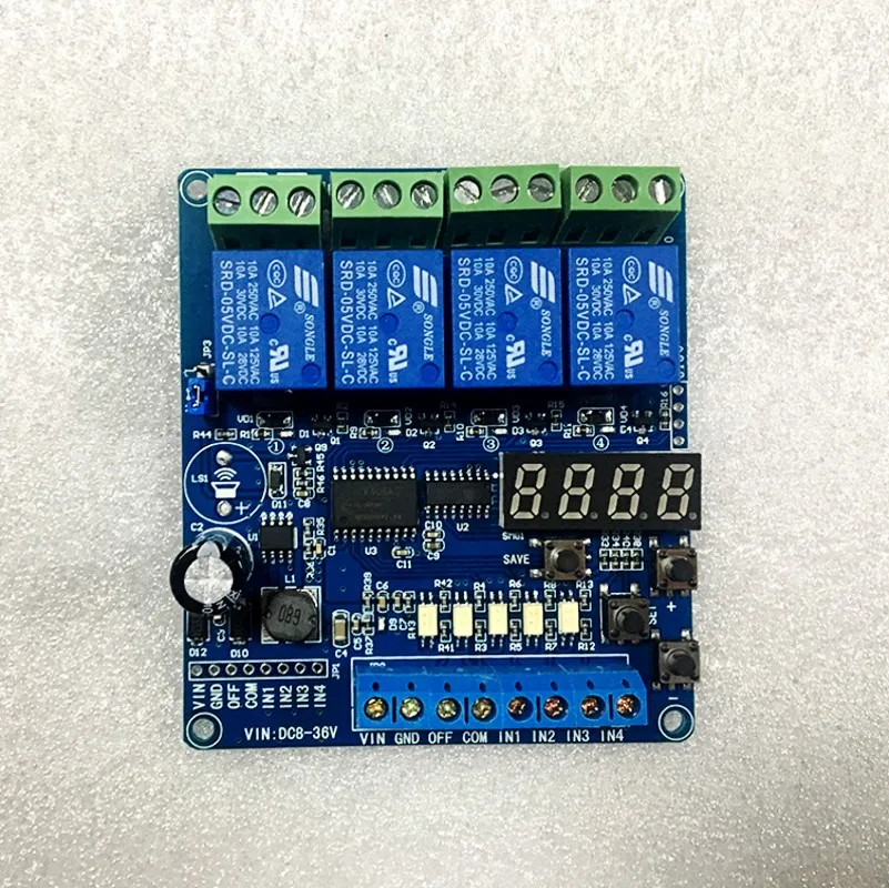 DC 8 36V 4 channel multi function relay delay / self locking / cycle