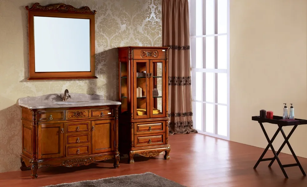 Elegant French style solid wood bathroom vanity vanity