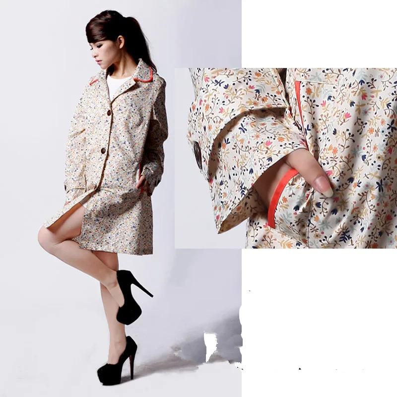 

thin flower long Raincoats women poncho waterproof,Outdoors Rain Ponchos Coat Jackets Female Chubasqueros Impermeables Mujer