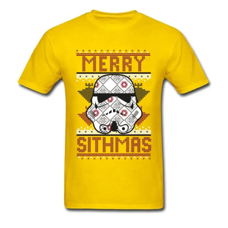 Merry Sithmas Футболка мужская Звездные войны футболка Рождественский свитер футболка с коротким рукавом топы с принтом штурмовика Забавный подарок - Цвет: Цвет: желтый