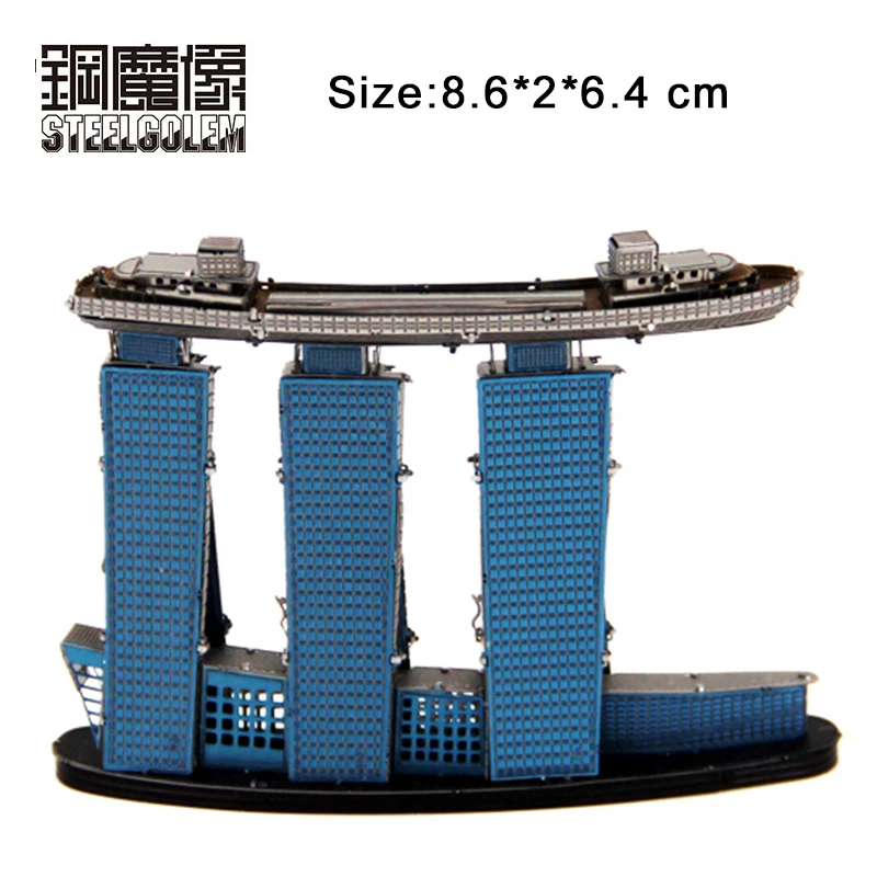 

3D Metal Puzzle Color Sands Hotel Stereoscopic Nano-dimensional Assembling Model Adult Birthday Gift Education Collection Toys