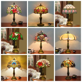 

Tiffany Table Lamp Stained Glass European Baroque Classic for Living Room E27 110-240V