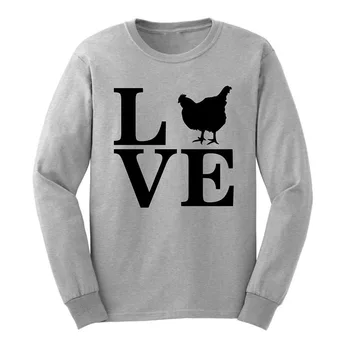 

Loo Show Mens Barnyard Farm Animal Love Chickens Long Sleeve Adult T-Shirts Casual Men Tee