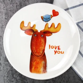 

Dishes & Plates creative Hotel disc round steak dish lovely animal fox cake dessert ceramic plate breakfast tableware CJ29.03
