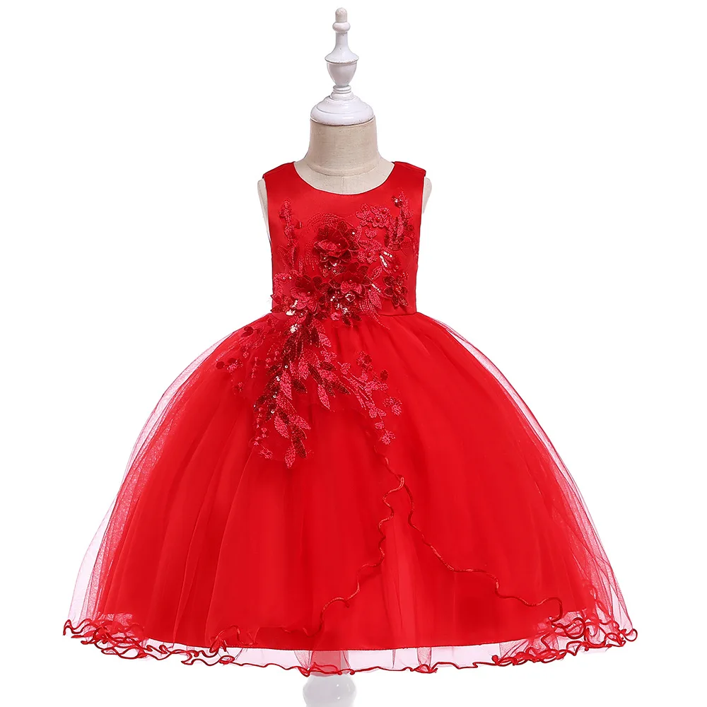 Flower Girl Dress for Weddings Satin Lace Beaded BallGown Girl Party ...