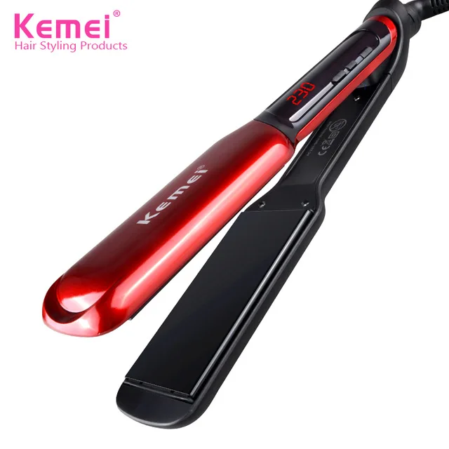 Kemei LCD Display Flat Iron Digital Temperature Control Straightening