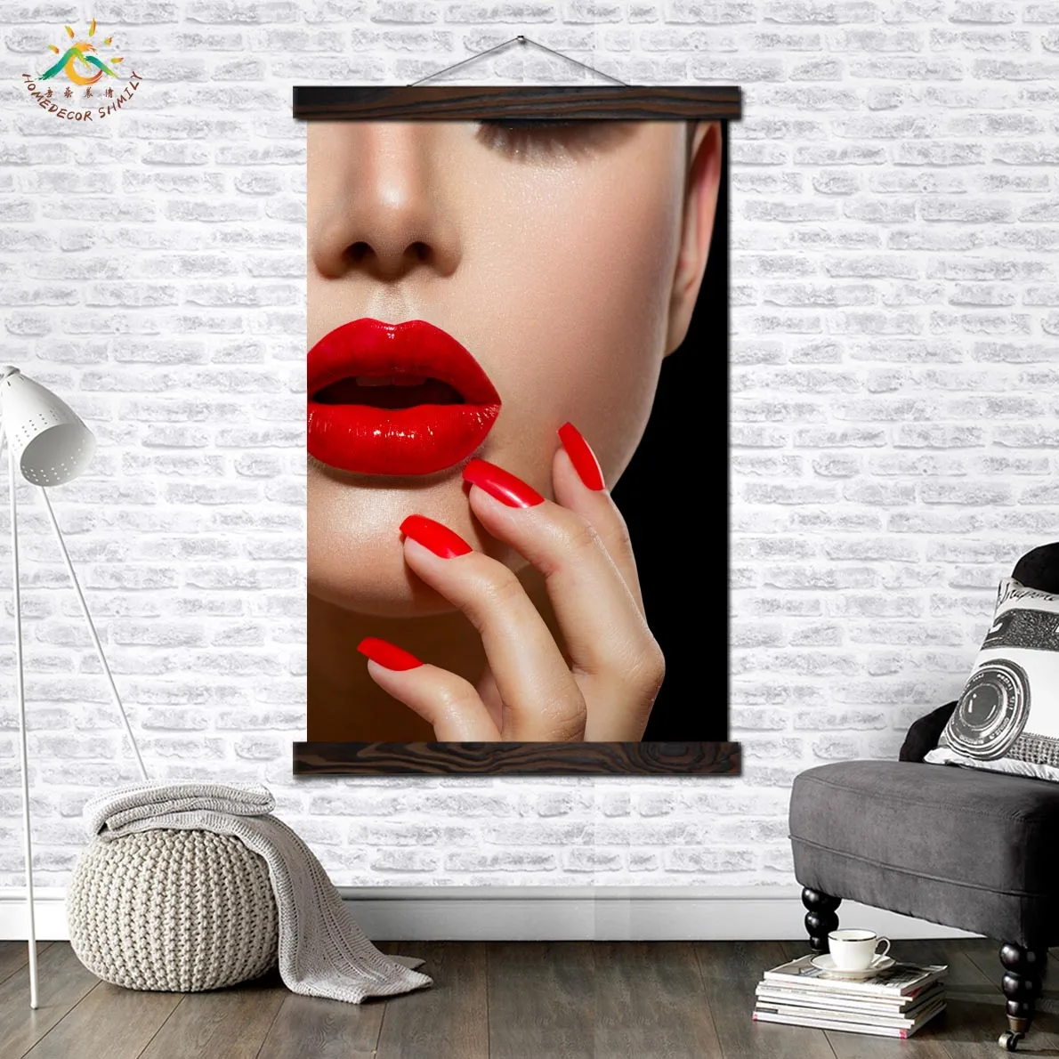 

Red Lip Sexy Lady Modern Canvas Art Prints Poster Wall Painting Scroll Painting Artwork Wall Art Pictures Home Decor for Bedroom