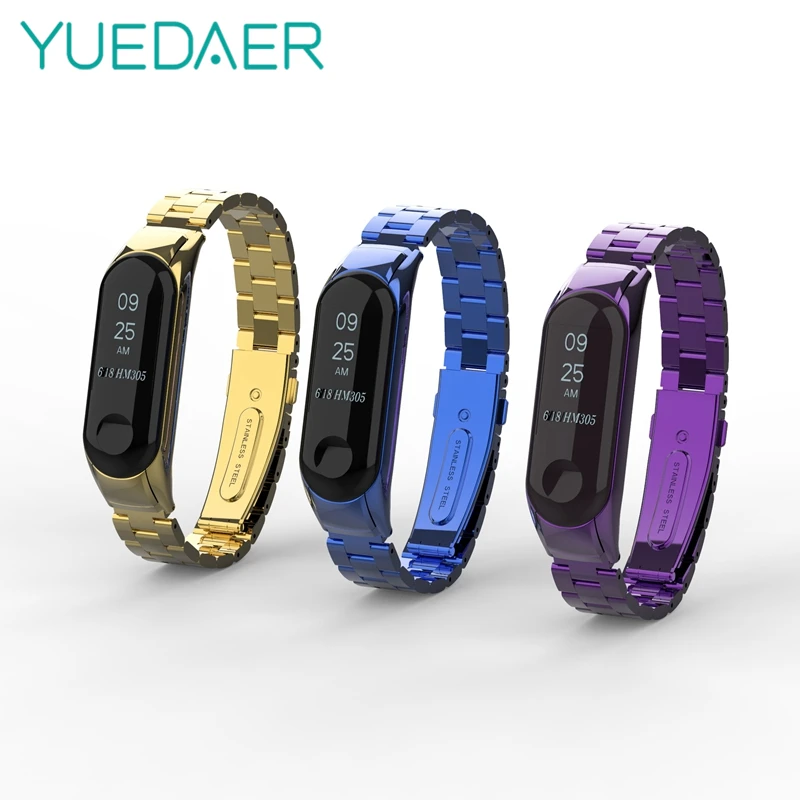 

YUEDAER New Color Stainless Steel Metal Strap For Xiaomi Mi Band 3 Wristband Replacement Miband 3 Metal Straps Miband3 Bracelet
