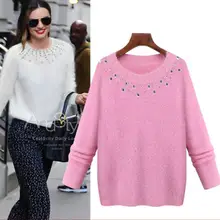 2016 Autumn Plus Size Women Loose Long-sleeved Mohair Sweater Fashion Diamond Casual Pullover Christmas Sweater XXXXXL