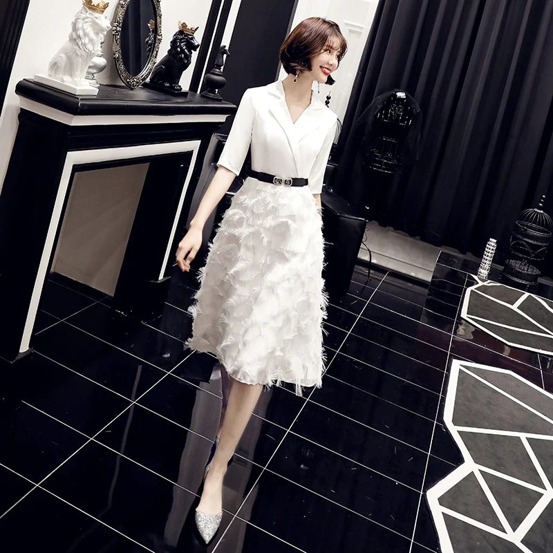 2019 Cocktail Dress Summer V-Neck Short Sleeve Blue Lace Women Party Fashion Designer Short Cocktail Gowns LF237