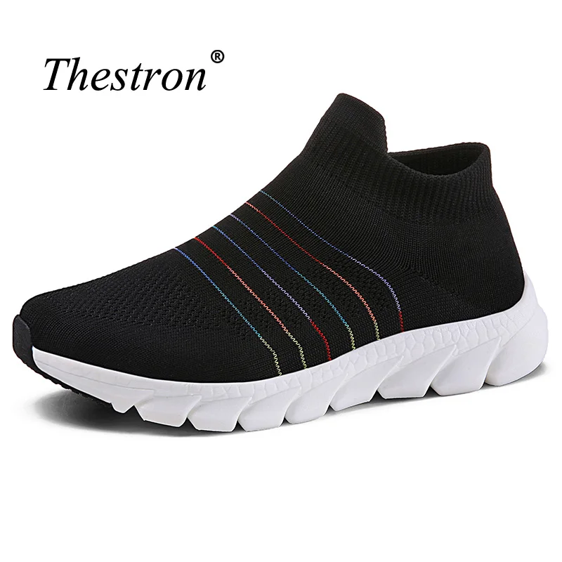 Slip-on Sneakers for Female Black Gray Gym Shoes Breathable Women Running Shoes Spring Summer Non Slip Woman Sneakers for Sport