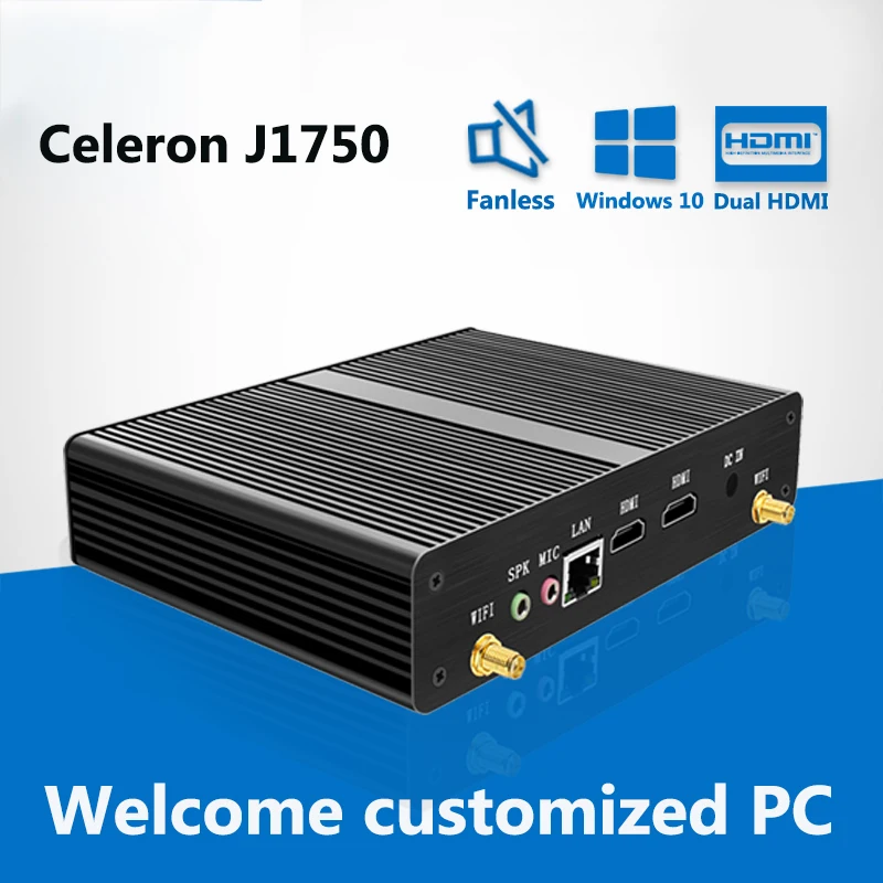 

Dual HDMI Mini PC Office Computer PC Mini Computer Celeron N2810 J1750 2 HDMI Display Windows 10 Mini Desktop HTPC 300M WIFI