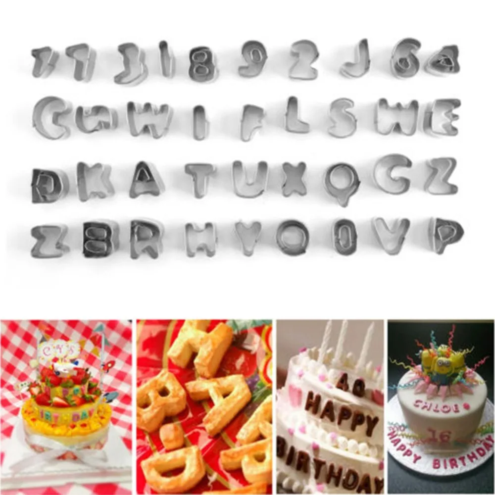37 Pcs Cake Decorating Mold Alphabet Letter Number Fondant Icing Cutter ...