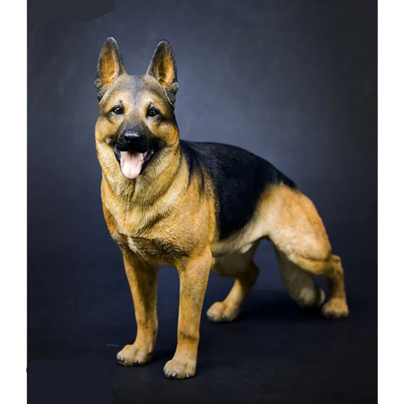 

German Shepherd Statue Simulation Animal 1/6 Solider Working Dog Figurine Resin Art&Craft Home Decoration L3406