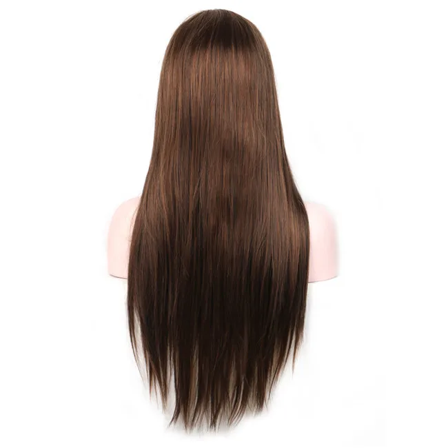 WoodFestival женский прямой синтетический парик длинный термостойкий Бургундский Коричневый Черный Косплей парики с челкой - Цвет: Коричневый