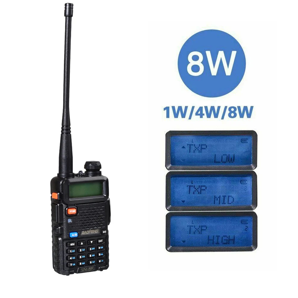 Baofeng 8 Вт Высокая мощность ful Walike Talkie двухстороннее радио UV-5R Модернизированный UV-5R 10 км дальность для путешествий охота лес