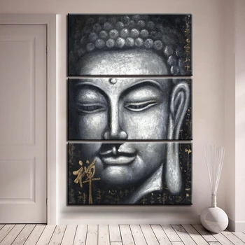 

Canvas Paintings For Living Room Wall Art HD Prints 3 Pieces Gray Zen Buddha Posters Buddhist Abstract Pictures Home Decoration