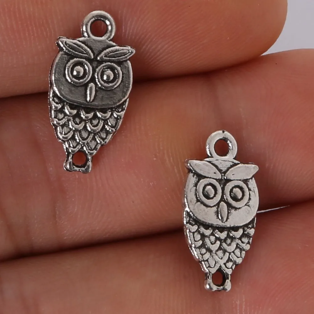 

Free Shipping 11pcs 19x10mm antique silver Alloy Owl charms Pendant Jewelry Findings