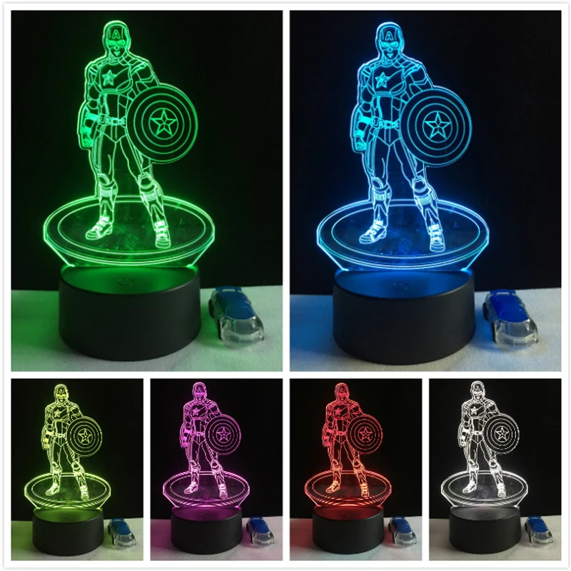 Мультфильм 3D светодиодный светильник R2D2 Звездные войны Америка Капитан Железный Человек Многоцветный ночной Светильник ламинария освещение - Испускаемый цвет: 12
