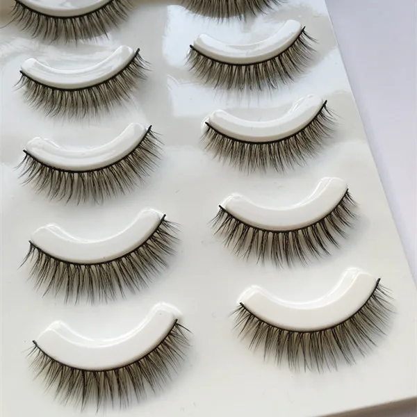 

5 pairs Manual Short False Eyelashes 3D multi-layer Cross Messy Natural Eye Lashes Daily Makeup Fake Eyelashes -017