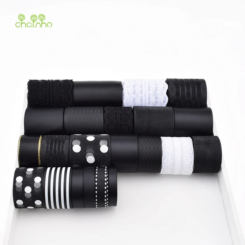 

High quality 22 Design Mix Black&White Ribbon Set For Diy Handmade Gift Craft Packing Hair Accessories Wedding Materials 22Yard