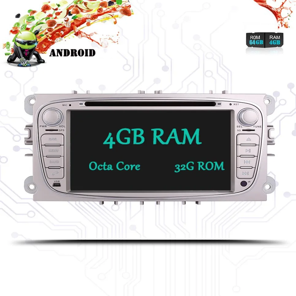 Автомобильный мультимедийный плеер с Android 10.0GPS 2 Din dvd для FORD/Focus/S MAX/Mondeo/C MAX Galaxy Wi Fi