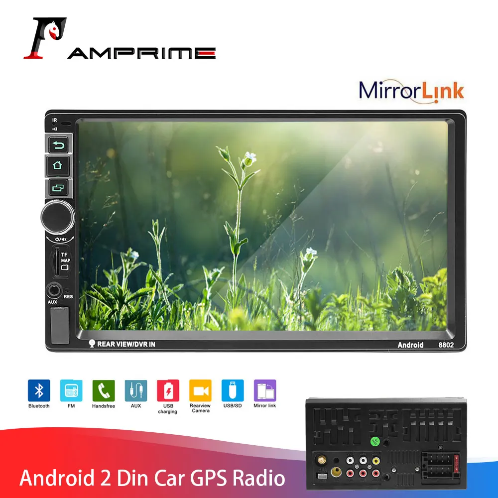 AMPrime 2 Din Android автомобильный Радио gps Мультимедиа MP5 плеер Bluetooth Handsfree FM Авторадио 7